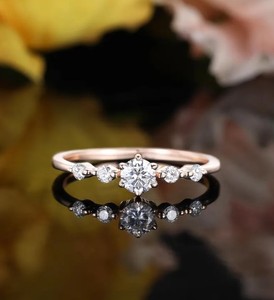 Round Cut Moissanite <b>Ring</b> 925 Sterling <b>Silver</b> Engagement <b>Ring</b> Brilliant <b>Solitaire</b> Minimalist Dainty Wedding Promise <b>Ring</b> - Product Image 1