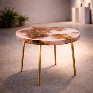 Emerald Green <b>Epoxy</b> River <b>Coffee</b> <b>Table</b> With Natural Wood Inlay And Gold Hairpin Legs Handmade Modern Accent Furniture - Product Image 2