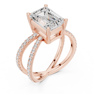 Women's Engagement Wedding Anniversary <b>Split</b> Shank Halo <b>Rings</b> 3.50 CT E VS1 Emerald Cut Lab Grown Diamond 14K Solid Gold <b>Ring</b> - Product Image 5