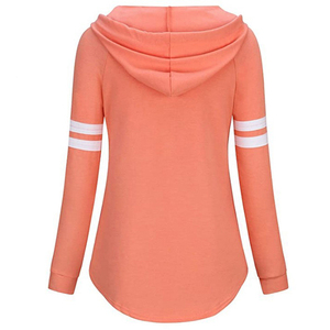 Sweat-shirt à capuche unisexe en corail, manches longues, couleur unie, tricoté, décontracté, coupe ample, vêtements d'automne - Product Image 2