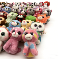 Ensemble de peluches animales personnalisées en vrac, assorties, colorées, mini et grandes, avec des yeux scintillants, motifs léopard, tigre, chat, chien, singe, hibou, petites peluches.