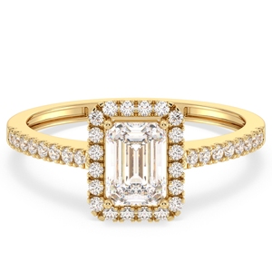 Bague en or jaune 14 carats avec diamant de laboratoire taille émeraude 1,3 carat, certifiée IGI, nouvelle collection REYES, bijoux fins pour mariage. - Product Image 1