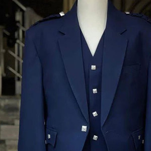 Veste Kilt Argyle en Laine Bleu Foncé pour Homme, Tenue Écossaise des Highlands, Vente en Gros, Fabrication Artisanale Personnalisée - Product Image 4