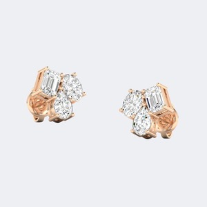 Boucles d'oreilles en diamant cultivé en laboratoire 0,90 CTW, taille brillant multi-formes, pour femmes, en argent sterling 925, couleur E F, qualité VS VVS, bijoux de luxe, cadeau - Product Image 3