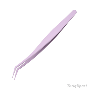 Applicateur de faux cils DIY, pince à épiler incurvée en acier inoxydable à pointe fine pour cils en grappe ou en bande - Product Image 2