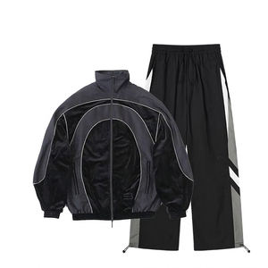 New RTS High Demands Custom Logo Gray Black Men's Nylon <b>Wind</b> <b>Breaker</b> Trouser Sets Windproof Breathable Men Set Highstreet Jacket - Product Image 1