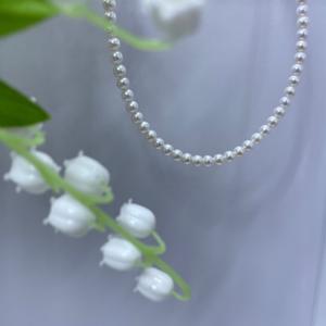 Collier de perles rondes en eau douce naturelle de 4-5 mm, chaîne fine, forte luminosité, pour porter sur la clavicule - Product Image 2