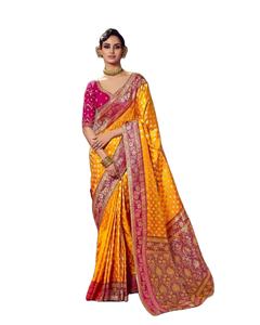 ผ้าส่าหรีแบบดั้งเดิมปักลายสไตล์พระริตติ คันจิวารัม ผ้าซาตินสำหรับฤดูหนาว ผู้หญิง  ไม่ยับง่าย เหมาะสำหรับงานแต่งงานและงานดิวาลี - Product Image 1