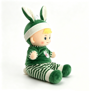 Muñeco de peluche personalizado de conejito verde, muñeco de peluche suave para bebés, muñeco de peluche con gorro de orejas de conejo, juguete de seguridad para la hora de dormir. - Product Image 4