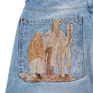 Pantalones Cortos de Mezclilla para Hombre, Estilo Vintage, Ecológicos, Sueltos, Lavados, Cintura Alta Elástica, Estilo Casual, Gris Claro, 100% Algodón - Product Image 5