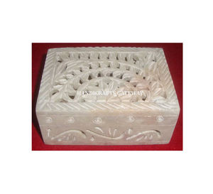 Boîte à bijoux de haute qualité et durable en pierre de savon naturelle, incrustation de nacre rose, motif floral, cadeau pour les fêtes - Product Image 4