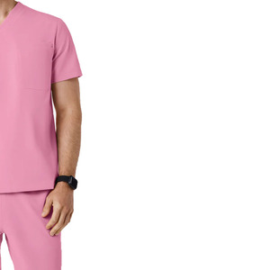 Conjunto de Uniforme Médico para Hombre, Color Rosa, Cuello en V, Manga Corta, con Bolsillo, para Enfermeros de Hospital - Product Image 2