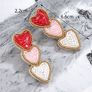 Classic Boho Style Seed Bead Embroidery Artisan Shape Diamond Diamond Beaded <b>Earrings</b> Lightweight - Product Image 4