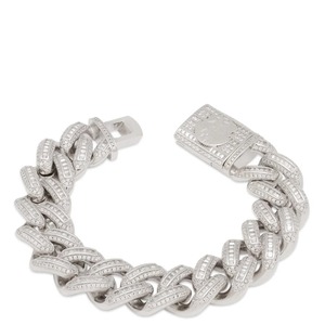 Luxury Silver Geometric Cuban Link Bracelet with Moissanite Pave Stone Plate for <b>Men</b> Hip Hop Iced Out Jewelry Party Wear Gift - Product Image 1