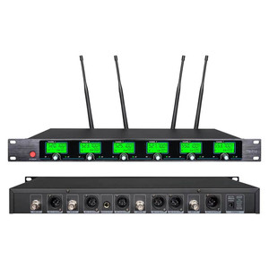 6 Channel UHF <b>Wireless</b> <b>Microphone</b> <b>System</b> Dynamic Handheld Mic Set Noise Cancelling Metal for Stage Conference Karaoke - Product Image 3