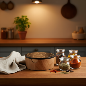 ชุดกล่องไม้ทำมือสำหรับใส่แป้งจาปาตีและเครื่องเทศมาซาลา ใช้จัดเก็บในครัว ตกแต่งบ้าน และเก็บรักษาขนมปัง - Product Image 3