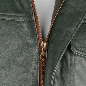 Men's Genuine Leather Vest Sleeveless Biker <b>Waistcoat</b> Stand Collar with Front Pockets - Product Image 4