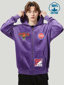 Sudadera con capucha y cremallera para hombre, con estampado de los Detroit Pistons, de algodón, estilo urbano, deportiva, oversize, con efecto lavado y desgastado, para otoño - Product Image 6