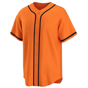เสื้อเบสบอลคอวีแบบเรโทรติดกระดุมไม่มีโลโก้ - Product Image 1