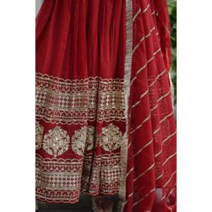 <b>Floor</b>-<b>Length</b> Sequin Embroidered Ball <b>Gown</b> with Detachable Dupatta for Partywear - Product Image 1