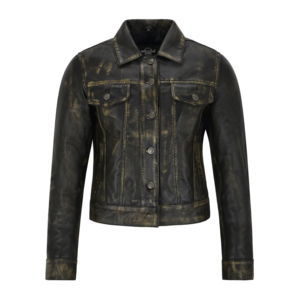 Custom Genuine Napa Leather <b>Women</b>’s Vintage Waxed Napa Leather Trucker <b>Jacket</b> OEM ODM Private Label Wholesale Manufacturer - Product Image 6