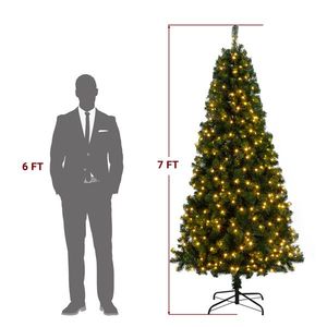 Albero di Natale Artificiale Verde da 210 cm con 1100 Rami e 200 Luci, 8 Modalità di Illuminazione a Colori Caldi, Piante e Fogliame Artificiali - Product Image 5