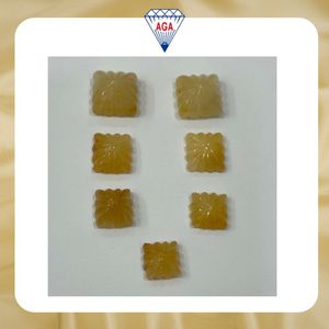 Zafiro Amarillo Natural Tallado a Mano con Diseño Floral, Forma Cuadrada, Gema Suelta, Calidad Premium para Joyería, Venta al Por Mayor, Grado AAA - Product Image 6
