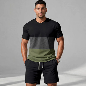 2026 Wholesale Summer Men's Casual Shorts <b>Set</b> Plain Color Solid 100% Cotton Jersey Quick Dry Knitted Customized Logo <b>Twin</b> <b>Set</b> - Product Image 1