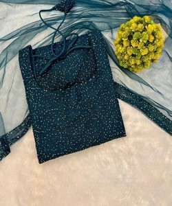 เสื้อปักลายผีเสื้อสุดหรู พร้อมผ้าคลุมไหล่ สำหรับงานเทศกาล ราคาขายส่ง เสื้อผ้าชาติพันธุ์ สีเขียวอมฟ้า - Product Image 3