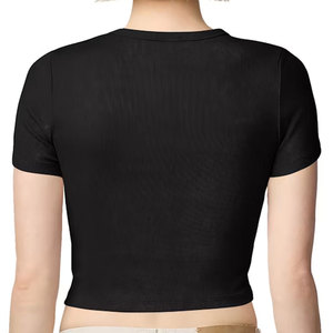 T-shirt court bleu à col rond pour femme, modèle vierge, impression à la demande, design numérique téléchargeable - Product Image 2