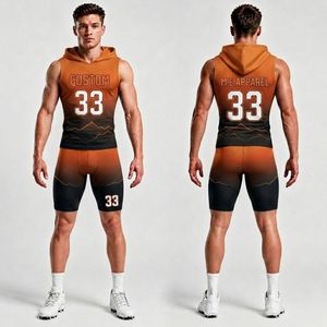 Uniformes de fútbol 7v7 para hombre, estilo llama naranja premium, de alta resistencia, secado rápido, anti-pilling, transpirables, sin mangas, para equipo. - Product Image 1