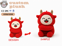 Mascotte de vache cornée brodée en peluche super douce de 12 cm, personnalisée, OEM ODM pour cadeaux et articles promotionnels en gros