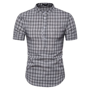 Chemises personnalisées pour hommes 100% coton à manches courtes avec boutons imprimés sur le devant, coupe ajustée et logo personnalisé, séchage rapide - Product Image 4