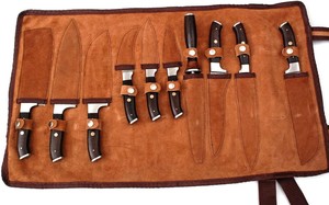 Ensemble de couteaux de chef en acier Damas, manches en bois, 10 pièces, ambidextres, durables, tranchants, faits à la main, couteaux de cuisine professionnels - Product Image 1