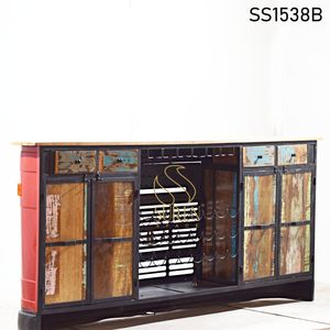 SUREN SPACE SS1538 Comptoir de présentation en bois massif de style camion, fait main, pour la réception d'hôtels et de restaurants - Product Image 1