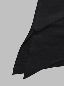 Crop top noir pour femme, manches longues, col rond, tricoté en spandex et polyester, coupe ample asymétrique, couleur unie minimaliste, toutes saisons - Product Image 2