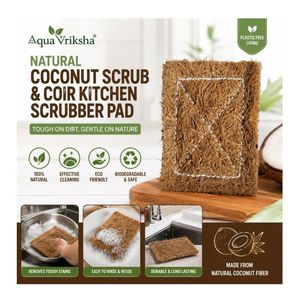 AQUA VRIKSHA Estropajo de Cocina de Fibra de Coco Natural 3 x 4 Pulgadas |   Estropajo Ecológico Biodegradable para Lavar Platos y Limpiar - Product Image 4