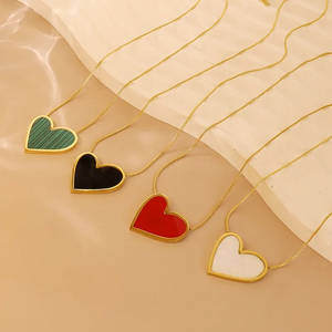 Collier en forme de cœur pour la Saint-Valentin, unisexe, en acier inoxydable 304 avec revêtement plaqué or véritable 18 carats - Product Image 1