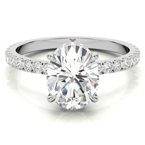 <b>Oval</b> Cut Hidden Halo <b>Moissanite</b> <b>Engagement</b> <b>Ring</b> 925 Sterling Silver Rhodium Plated 4 Gram Elegant Luxury Bridal Wedding Gift - Product Image 1