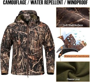 <b>Men's</b> Hooded Camouflage <b>Safari</b> <b>Jacket</b> Polyester Fleece Windproof Zipper Closure Multi-Pockets Autumn Regular Fit - Product Image 3