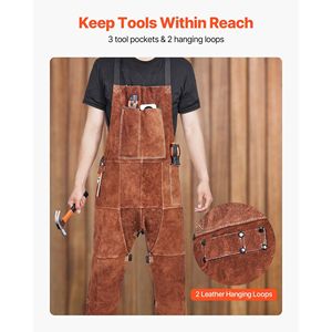 Delantal de soldadura de cuero de vaca resistente al fuego de alta resistencia, tamaño XL, con pierna dividida, suministro de soldadura de calidad superior - Product Image 5