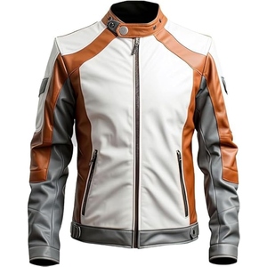 Veste de moto en cuir PU pour homme, style classique, look motard, vêtements de moto tendance, veste en cuir décontractée. - Product Image 3