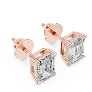 Pendientes de Diamantes Cultivados en Laboratorio con Corte Esmeralda en Oro Rosa, Chapados en Platino, Joyería de Boda para Mujer, Estilo Moderno, Certificados por IGI - Product Image 1