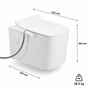 Inodoro Moderno Suspendido de Pared, Diseño sin Borde, de Una Pieza, Taza Cuadrada de Cerámica, Sifón en S, Sifón en P, Tanque Oculto, Asiento de Cierre Suave - Product Image 4
