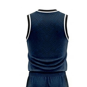 Ensemble de maillot de basketball unisexe bleu foncé 2026 – Débardeur sans manches col en V et short noir dégradé, respirant et anti-humidité - Product Image 6