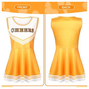 Conjunto de Disfraz de Animadora para Fiesta Escolar Musical para Niños, Tallas XS-XXL, Incluye Pompón, Medias y Detalles de Pedrería Estampada - Product Image 5