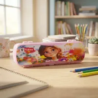 Boîte à crayons rose de qualité supérieure VIKAS, taille X ULTRA, en plastique rigide original, avec fermeture sécurisée, étui de rangement pour fournitures scolaires