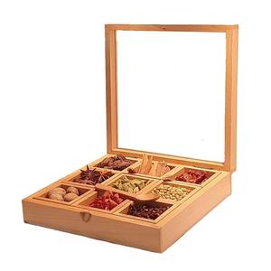 Wooden Spice Box With 8 Compartments Handmade Traditional Seasoning Storage <b>Container</b> For Kitchen Counter - Product Image 5