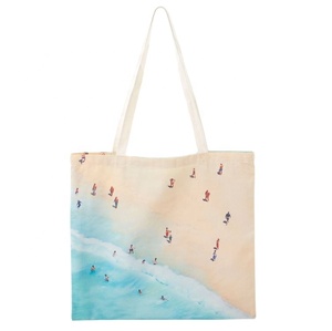 Toile de coton faite à la main en lin écologique promotionnel avec logo imprimé personnalisé fourre-tout pour femmes sacs à provisions sac de plage personnalisé - Product Image 4