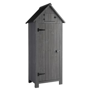 Abri de rangement extérieur en métal étanche 70 pouces, noir, toit à double pente, pour cour, couleur gris foncé - Product Image 3